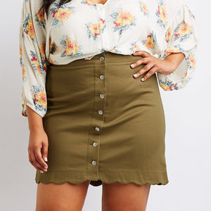 Plus Size Button Up Mini Skirt